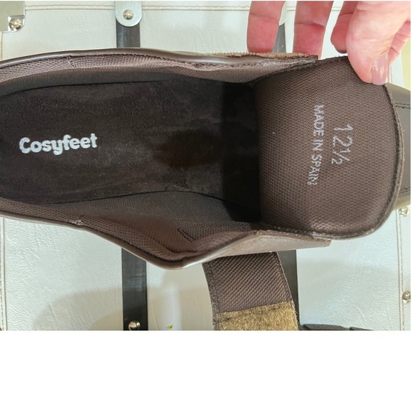 Cosyfeet Leather Loafers Mens 12.5 Brown Excellent Hook Loop Comfort Shoes